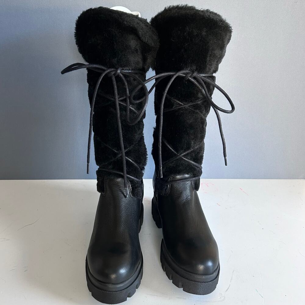 Bos & Co boots womens 6.5 Cabal Portugal chunky platform sole sherpa winter tall